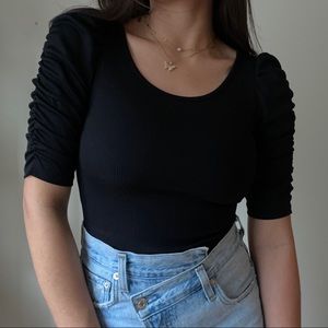 Black Mid-Sleeve Bodysuit